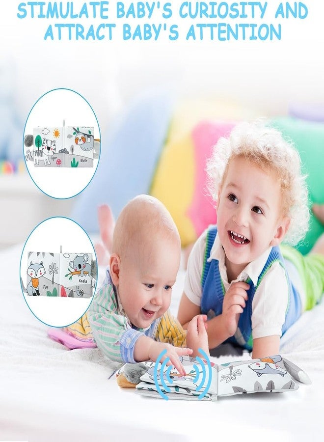 BeFunky Baby Books Toy 0-18 Months, Newborn Sensory Soft Books Toy, High Contrast Touch & Feel Crinkle Cloth Books with Squeaker, Early Development Bath Toys Gift (Elephant) - Image 3